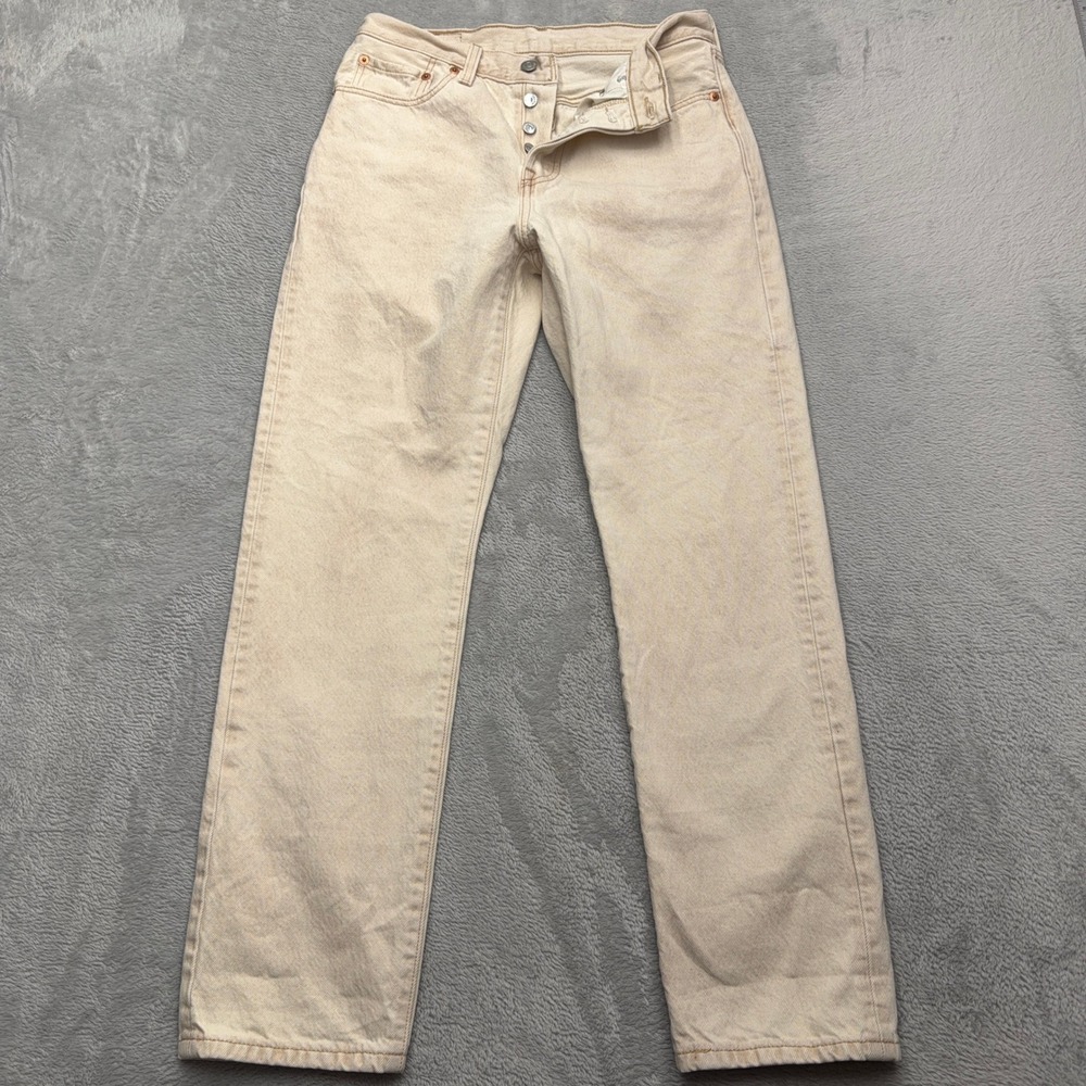 Levi's 501 Jeans Womens W27 Beige Straight Leg Button Fly Denim